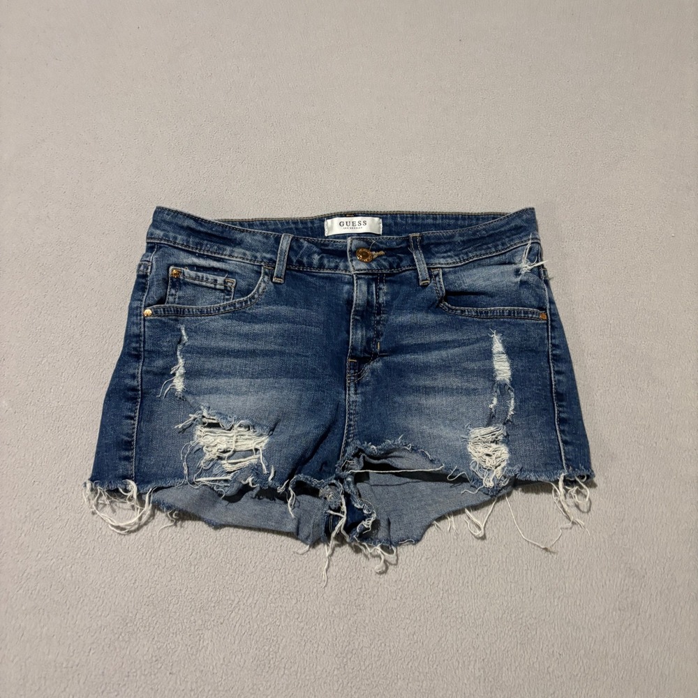 Guess Los Angeles Womens Size 28 Distressed Denim Cutoff Shorts Blue Casual